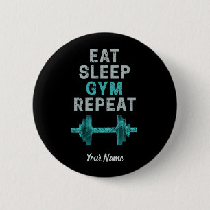Eat Sleep Gym Repeat Gymnastic Vintage For Workout 6 Cm Round Badge