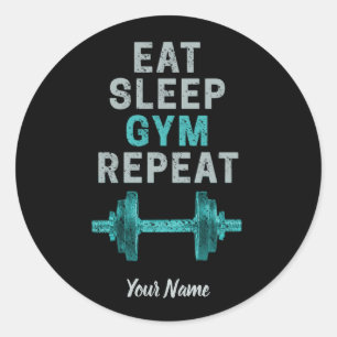 Eat Sleep Gym Repeat Gymnastic Vintage For Workout Classic Round Sticker