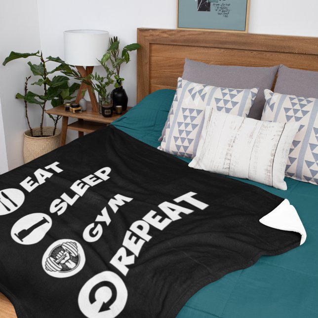 Eat Sleep Gym Repeat Icon Fleece Blanket (Creator Uploaded)
