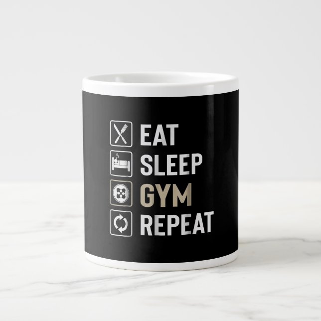 Eat Sleep Gym Repeat Perfect Gift Workout Lovers. Large Coffee Mug (Front)