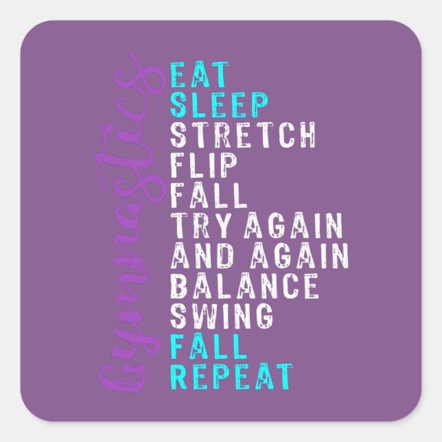 Eat Sleep Gymnastics Recovered2 Square Sticker (Front)