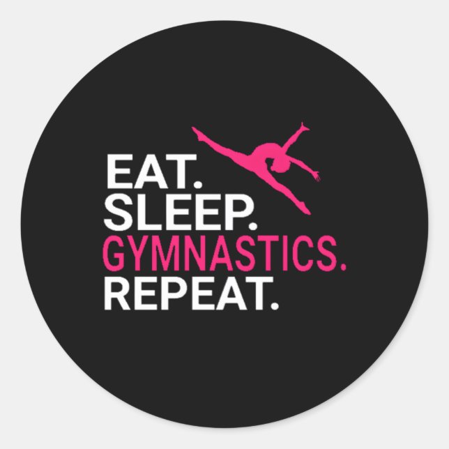Eat Sleep Gymnastics Repeat Sports Classic Round Sticker (Front)