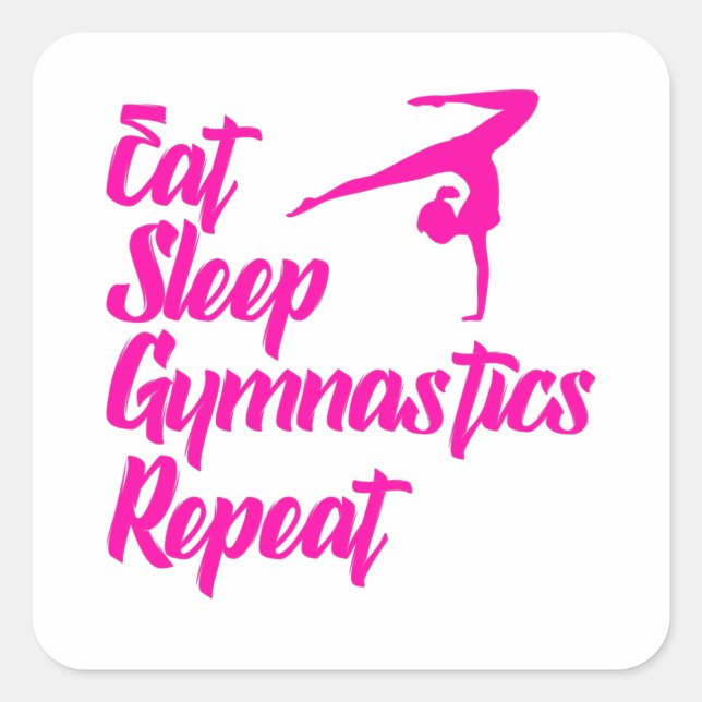 eat sleep gymnastics repeat square sticker (Front)