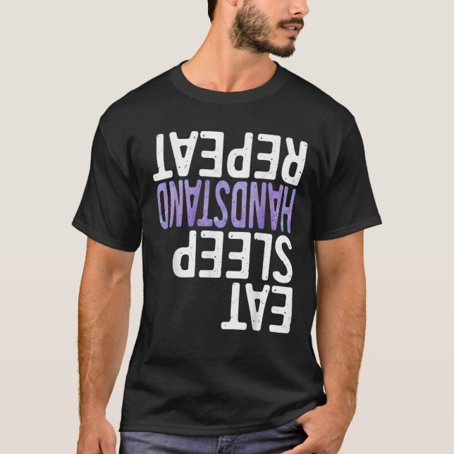 Eat Sleep Handstand Repeat Funny Gymnastics Shirt (Front)