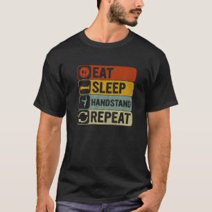 Eat Sleep Handstand Repeat Retro 60s 70s Yoga T-Shirt