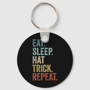 Eat Sleep Hat Trick Repeat Footll Ice Hockey  Key Ring