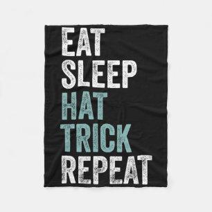 Eat Sleep Hat Trick Repeat Funny Soccer Hockey Fleece Blanket