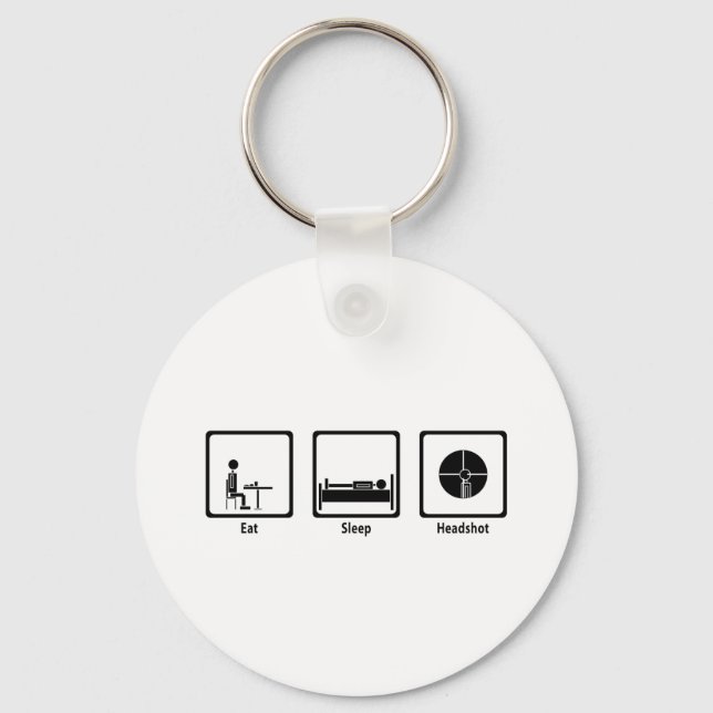 Eat, Sleep, Headshot - FPS Gamer Key Ring (Front)