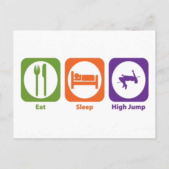 Eat Sleep High Jump Postcard (Front)