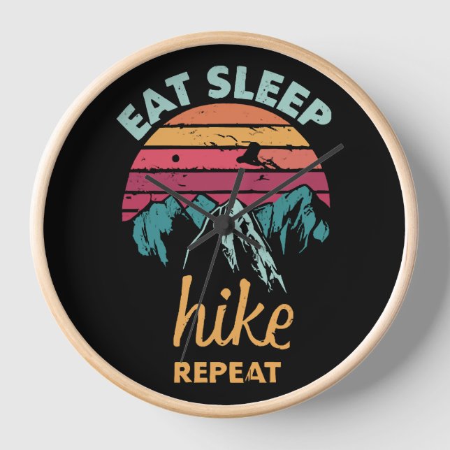Eat, Sleep, Hike, Repeat Clock (Front)