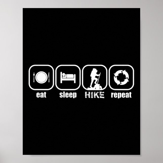 Eat, Sleep, Hike, Repeat - Funny Hiking, Camping,  Poster (Front)