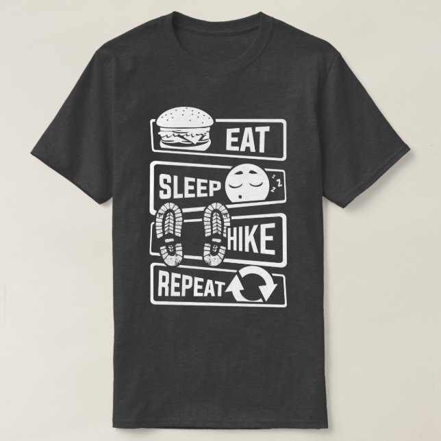 Eat Sleep Hike Repeat Hiking Nature Mountain Sport T-Shirt (Design Front)