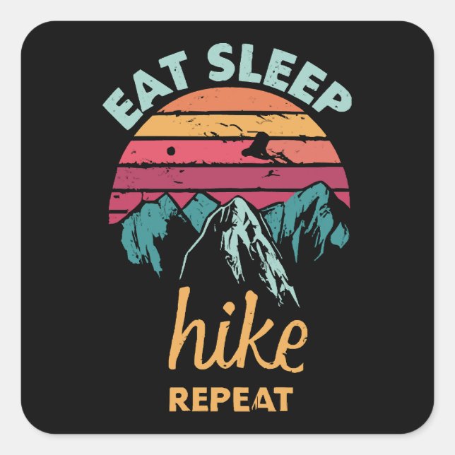 Eat, Sleep, Hike, Repeat Square Sticker (Front)