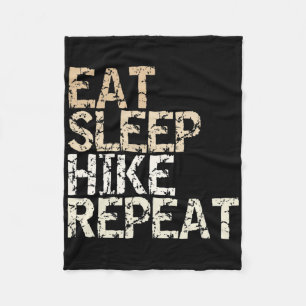 Eat Sleep Hike Repeat Vintage Spruch Design Wander Fleece Blanket