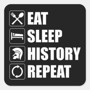Eat Sleep History Repeat Square Sticker