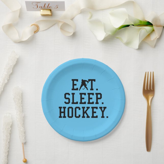 Eat Sleep Hockey - Hockey Lovers        Paper Plate (Wedding)