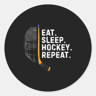 Eat Sleep Hockey Repea Funny Cool Hockey Player Classic Round Sticker