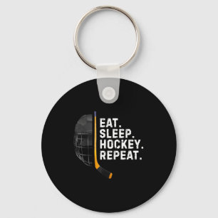 Eat Sleep Hockey Repea Funny Cool Hockey Player  Key Ring
