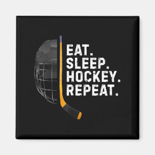 Eat Sleep Hockey Repea Funny Cool Hockey Player Magnet