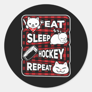 Eat Sleep Hockey Repeat Boys Girls Kids Hockey Lov Classic Round Sticker
