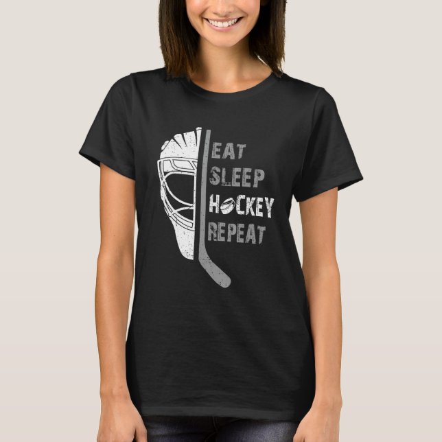 Eat Sleep Hockey Repeat Christmas For Kids Teen Lo T-Shirt (Front)