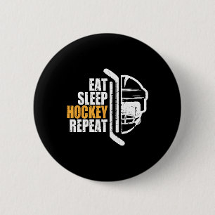 Eat Sleep Hockey Repeat Christmas For Teen Adult H 6 Cm Round Badge