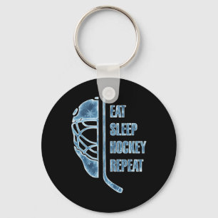 Eat Sleep Hockey Repeat Christmas Icy Funny Frozen Key Ring
