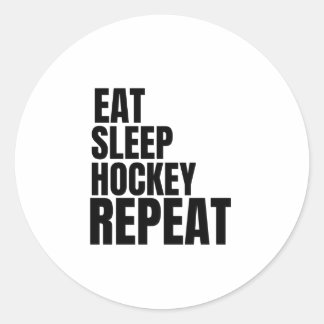eat sleep hockey repeat classic round sticker