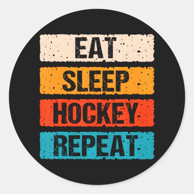 Eat Sleep Hockey Repeat Cool USA Ice Sports Classic Round Sticker (Front)