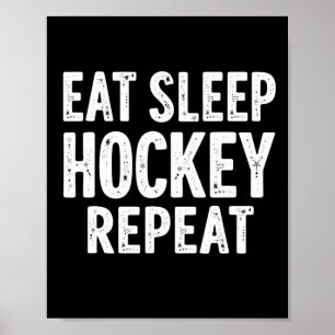 Eat Sleep Hockey Repeat Festive Winter Sports Fun  Poster