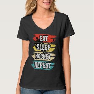 Eat Sleep Hockey Repeat Funny Ice Hockey Frisbee L T-Shirt