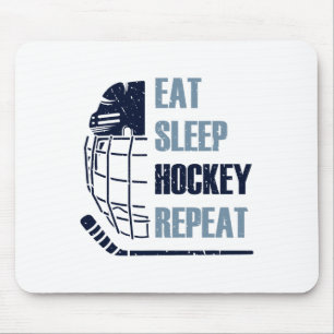 Eat Sleep Hockey Repeat Funny Mask Stick Ice Hokey Mouse Pad