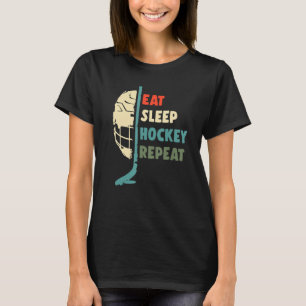 Eat Sleep Hockey Repeat Funny Retro Vintag T-Shirt