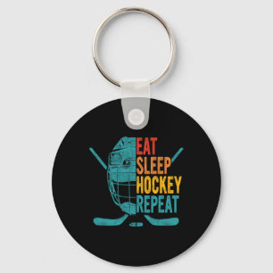 Eat Sleep Hockey Repeat Hockey Fun Ice Hockey Key Ring