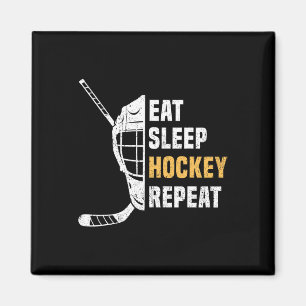 Eat Sleep Hockey Repeat Hockey Funny Ice Hockey Magnet