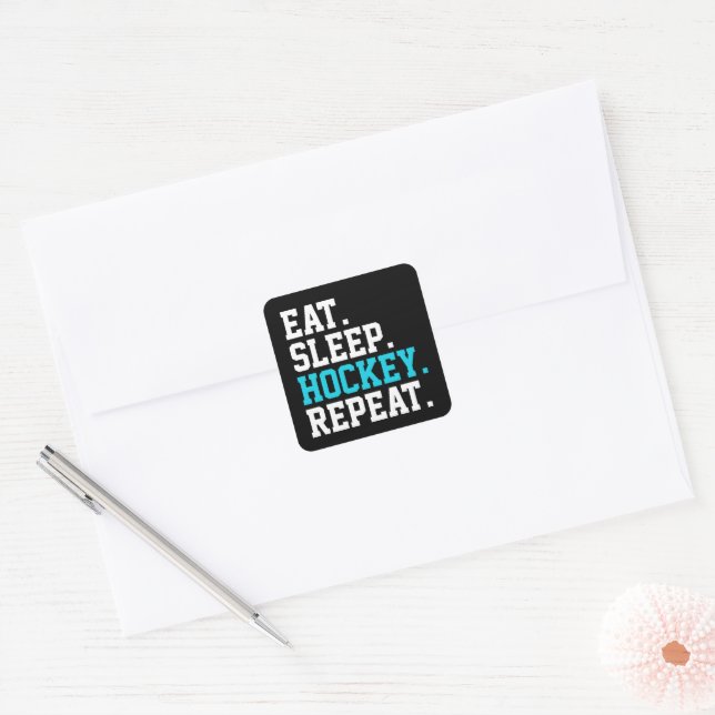 Eat Sleep Hockey Repeat -Hockey Lovers   Square Sticker (Envelope)