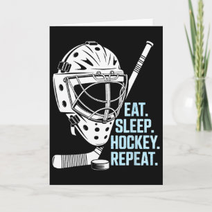 Eat Sleep Hockey Repeat Hockey Mask Stick Sports F Card