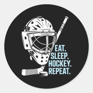 Eat Sleep Hockey Repeat Hockey Mask Stick Sports F Classic Round Sticker