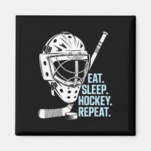 Eat Sleep Hockey Repeat Hockey Mask Stick Sports F Magnet