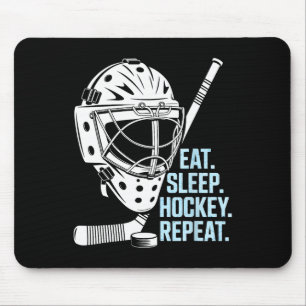 Eat Sleep Hockey Repeat Hockey Mask Stick Sports F Mouse Pad