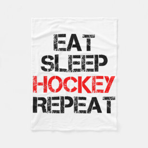 Eat Sleep Hockey Repeat Ice Field Skating Canada  Fleece Blanket