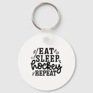 Eat Sleep Hockey Repeat Ice Hockey Field Hockey Cu Key Ring