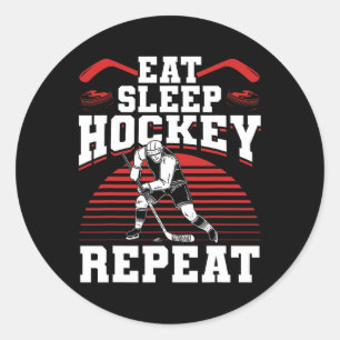 Eat Sleep Hockey Repeat Ice Hockey Player Gift Fun Classic Round Sticker