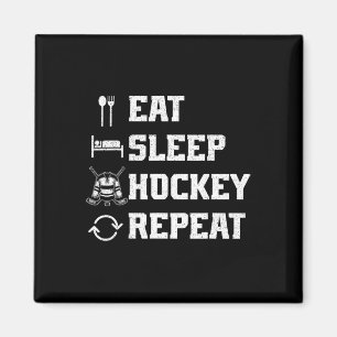 Eat Sleep Hockey Repeat Ice Hockey Player Puck Ice Magnet