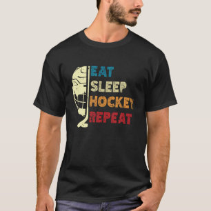 Eat Sleep Hockey Repeat Kids Adult Ice Hockey Retr T-Shirt