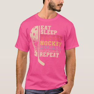 Eat Sleep Hockey Repeat Men Boys Kid Funny Ice Hoc T-Shirt