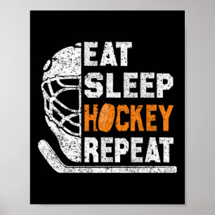 Eat Sleep Hockey Repeat Shirt Youth Kids Boys Teen Poster