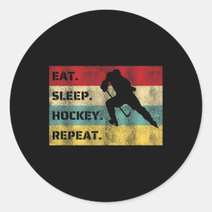 Eat Sleep Hockey Repeat Sports Player Design Cool  Classic Round Sticker