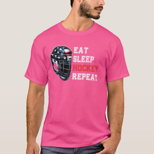 Eat Sleep Hockey Repeat Vintage T-Shirt (Front)