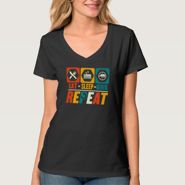 Eat Sleep Hog Hunting Repeat   Hog Hunter Hog T-Shirt (Front)